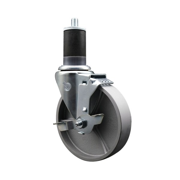 5'' Semi Steel Swivel 1-5/8'' Expanding Stem Caster with Brake